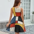 thumbnail image 6 of Mondrian Inspired（16） Women's Tank Dress V Neck Sleeveless Summer Sundress, 6 of 7
