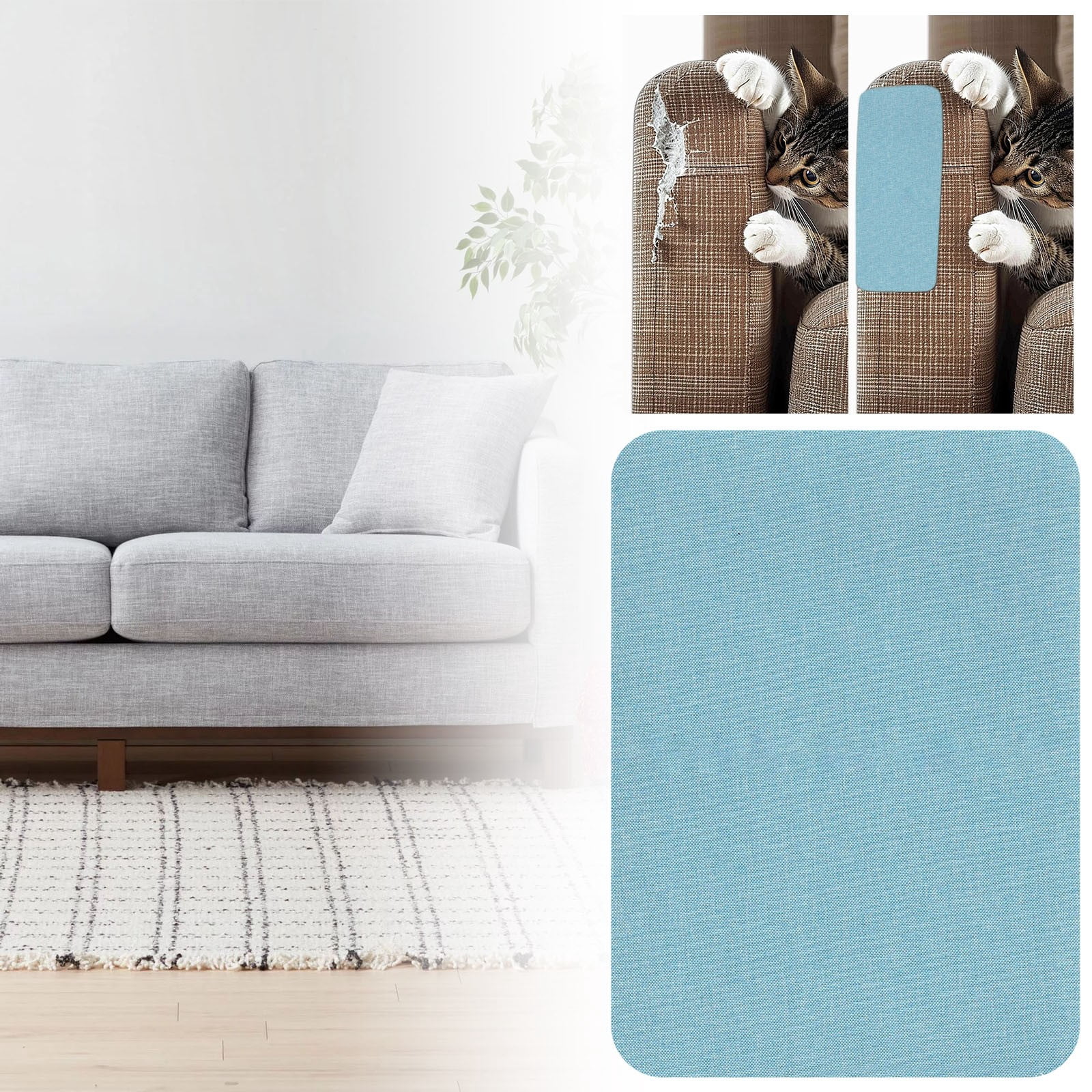 5Pcs Self-Adhesive Linen Fabric Patch, 8X11 Inch Repair Patch For Sofas, Couches, Furniture, Bags & Car Seats, No-Sew Iron-On Fabric Repair Tape For Holes & Tears, Multicolor(Blue1,11x8")
