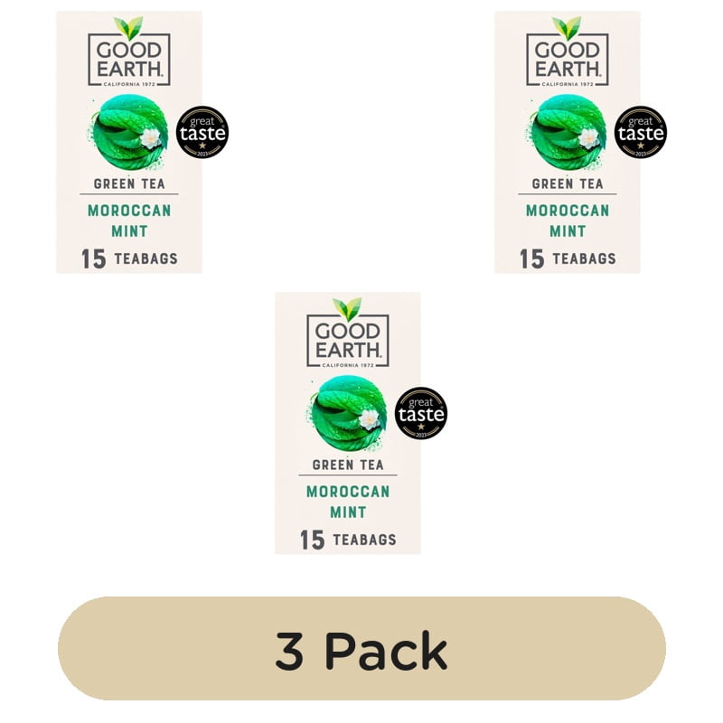 Good Earth Teabags Moroccan Mint & Green Tea 15's, British Import (Pack of 3)