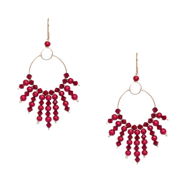 Aretes con Cristal Preciosa en Aleación con Oro 18k Jands Jands Joyeria y Moda JA-212-A 01 ROJ