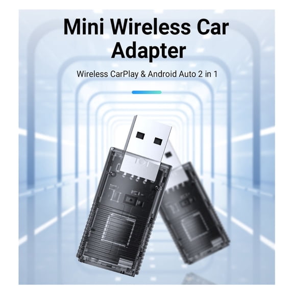 Wireless CarPlay Adapter,2-in-1 Convert Wired to Wireless CarPlay & Android Auto Adapter,Mini Size,USB/USB-C/Type-C,Plug & Play,Auto-Connect with Phone,Stable Control with Low Delay
