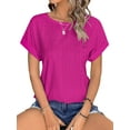 thumbnail image 3 of UVN Shirts for Women Summer Short Sleeve Eyelet Tops Dressy Casual Crewneck Blouses, 3 of 8