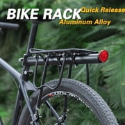 Rear Bike Rack, 115lbs 50KGS Bike Cargo Racks Frame Aluminum Alloy Universal Adjustable Cycling Equipment Stand Footstock Bicycle Luggage Carrier Bike Rack Rear with Reflector for 26-29 Frames