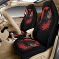 thumbnail image 3 of Xixirimido Leather Seat Cover Front Seats Only, Universal Fit Auto Front Seat Covers for Sedan Van SUV Truck 5 Pcs Set with Seatbelt Covers & Center Console Cover, Wolf Red Moon Floral, 3 of 8