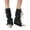 Black, variant on Split Flared Leg Covers for Women Punk Streetwear Footless Socks with Cargo Pockets & Adjustable Ties