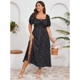 thumbnail image 2 of Vestido de verano de talla grande SCOMCHIC negro con estampado floral para mujer, 2 of 6