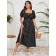 thumbnail image 2 of Vestido de verano de talla grande SCOMCHIC negro con estampado floral para mujer, 2 of 6