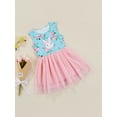 thumbnail image 3 of Bagilaanoe Little Girl Easter Dress Rabbit Flower Print Sleeveless A-line Princess Dresses 2T 3T 4T 5T 6T 7T Kid Patchwork Tulle Skirt, 3 of 9