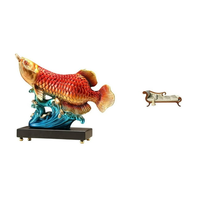 Escultura de sofá Arowana Prosperity, banco de resina con forma de , adorno de mesa, figurita decorativa de madera para salón, mueble en miniatura,