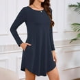 thumbnail image 4 of Robe T-Shirt à Poche, Robe Midi Ample à Manches Longues à Col Rond, Robe Facile pour Tous les Jours pour Femmes, Maternité, Voyage et Tenue de Fin de Semaine Bleu Marine P, 4 of 5