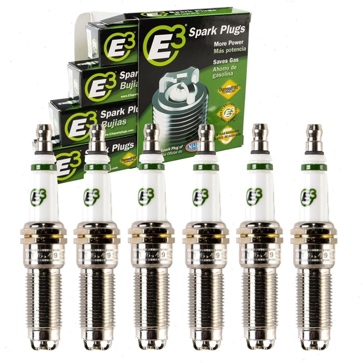 6 pc E3 Spark Plugs compatible with Ford Expedition 3.5L V6 2015-2022
