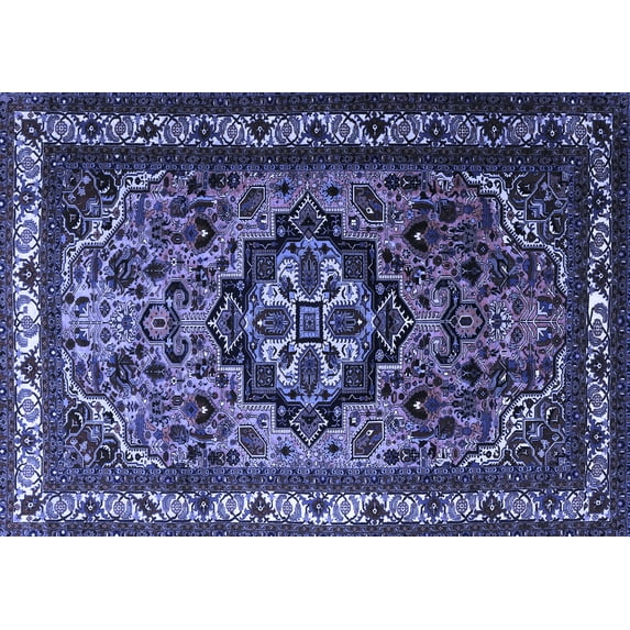 Ahgly Company Indoor Rectangle Medallion Blue Traditional Area Rugs, 3' x 5'