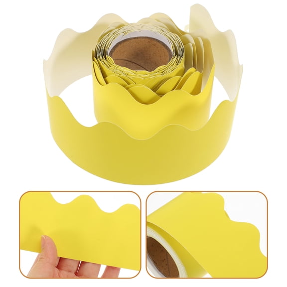 ELAYARD Yellow Coated Paper Bulletin Board Borders for Classroom Decor and Office Use 1 Roll