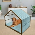 thumbnail image 2 of Chevron Pet House, Zigzag Geometric Patten in Blue Shades Abstract Symmetric Arrows Motif, Outdoor & Indoor Portable Dog Kennel with Pillow and Cover, 5 Sizes, Grey White Petrol Blue, by Ambesonne, 2 of 4