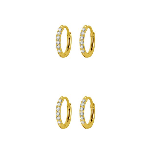 Minnieouse 2 uds pendientes de aro de acero inoxidable colgante de abalorio dorado joyería de boda señoras esposa presente de moda 2.0*10mm dorado 2piezas