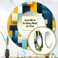 thumbnail image 4 of Designart "Harmony In Yellow And Blue Geometric Blocks" Geometric Rund Mirror For Wall Decor - Large Green Round Printed Mirror -Modern Round Living Room Mirror - 23" x 23", 4 of 7