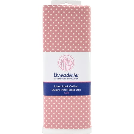 - Crafter's Companion Threaders Linen Look Fabric 1yd-Pink Polka Dot