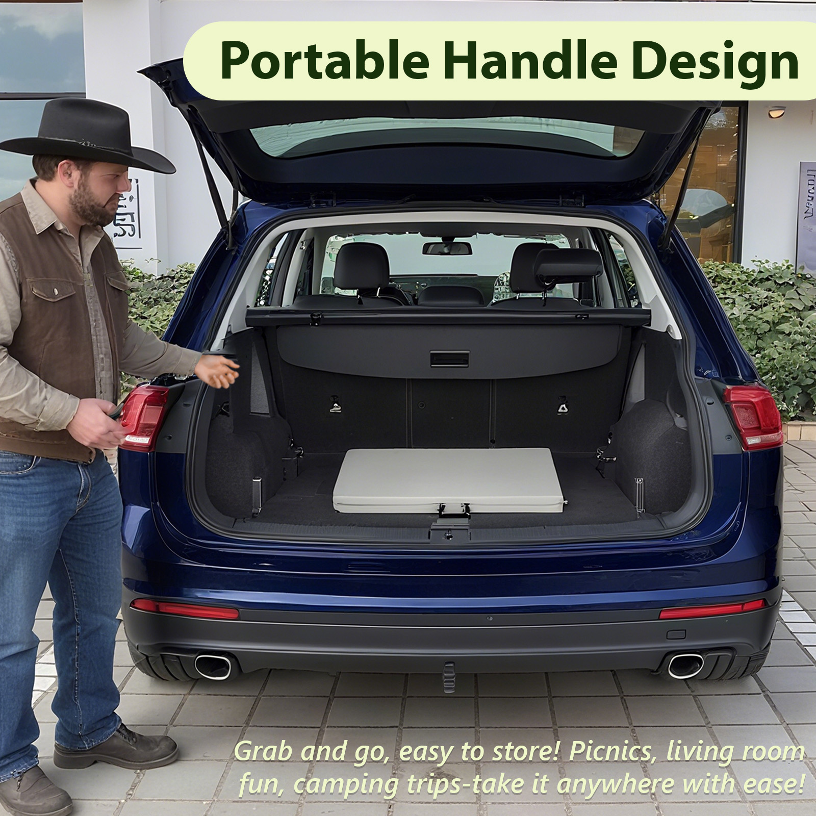 MAKE CHANGES 6ft Portable Folding Table, Outdoor Dining Table Mesas Para Fiestas Portable Folding Square Card Table, Perfect for Party, Dining, Wedding, Events, Picnic, Indoor Outdoor, Camping, White