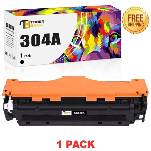 Toner Bank Laserjet 304A Black Toner Cartridge 1-Pack for 304A CC530A High Yield Toner Color LaserJet CP2025 CP2025N CP2025DN Printer Ink (Black)