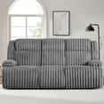 thumbnail image 4 of Reclining Loveseat Recliner Sofa Couch 3-Seater, Double Manual Recliner with Flipped Middle Seatback, Storage Pocket, Cup Holders, Hidden Charging Ports, for Living Room, 4 of 8