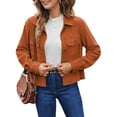 thumbnail image 2 of Qaspx Fashion Jackets for Women Casual Cropped Shackets Fall Button-up Shirts Corduroy Tops, 2 of 6