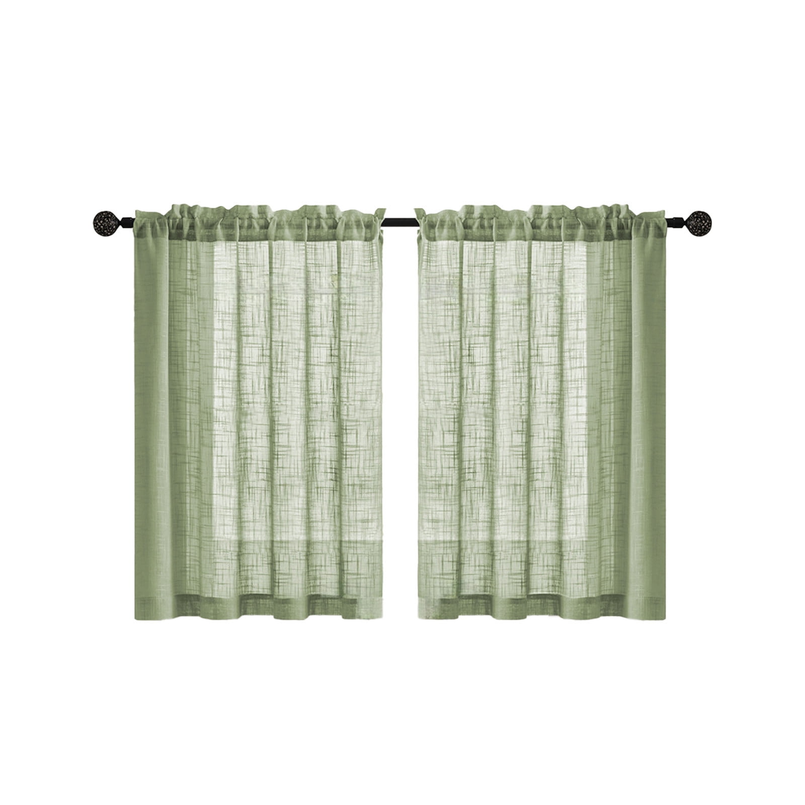 Swiftyle 6 Pcs Linen Bathroom Curtain Vintage Style Semi-Transparent Privacy Window Treatment for Kitchen Decor
