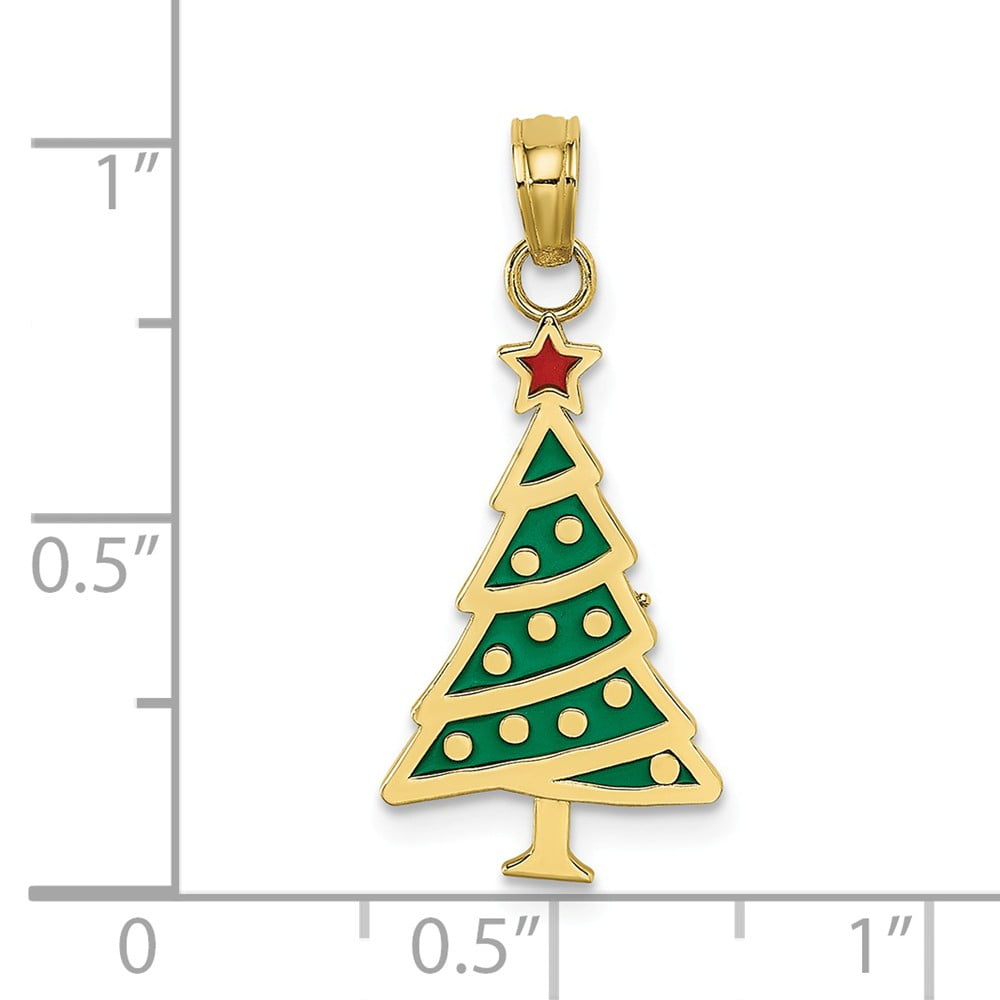 21mm x 13mm Solid 925 Sterling Silver Enamel Christmas Tree Charm Pendant 