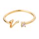 thumbnail image 1 of Oro Rhinestone 26 Anillo Inicial Joyería Letra Inicial Anillo Abierto con Rhinestone Anillo para Mujeres, 1 of 3