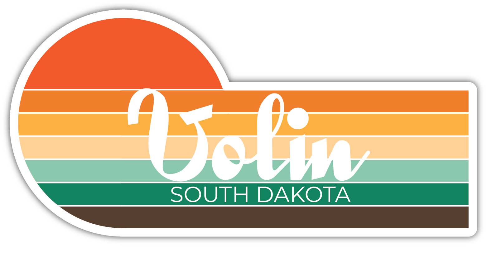 Volin South Dakota 2 x 1.25 Inch Sticker Retro Vintage Sunset City 70s