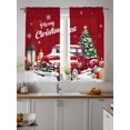 thumbnail image 4 of Christmas Tree Truck Sheer Curtains 72 Inch Long 2 Panels, Winter Candle Snowflakes Red Light Filtering Rod Pocket Semi Sheer Curtains, Sheer Voile Drapes for Living Room Bedroom, 52"x72", 4 of 5