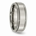 thumbnail image 4 of Grey Titanium Ring Band Wedding Grooved Comfort Edge 8mm Polished, 4 of 6