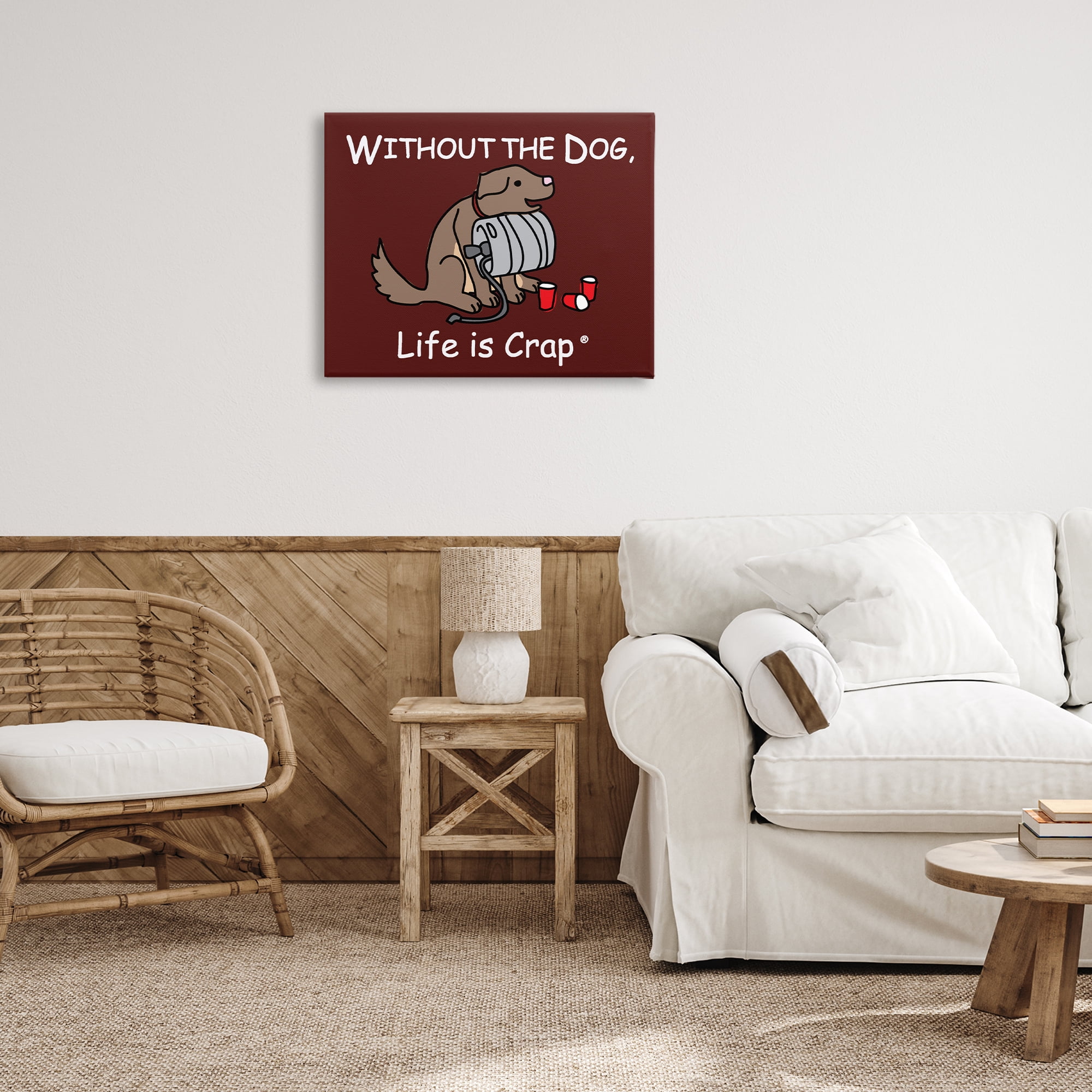 Stupell Industries Funny Dog & Keg Novelty & Humor Painting Wrapped Canvas Art Print Wall Art, 30 x 24