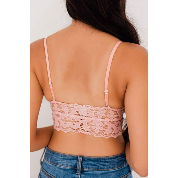 Women's Pink Chunky Lace Bralette 