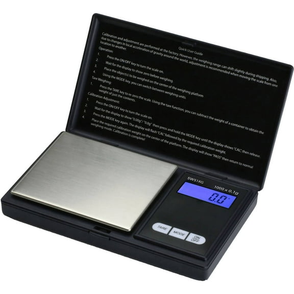 Smart Weigh Elite Series Digital Pocket Scale, 1,000 x 0.1g, Black, SW-SWS1KG-BLK