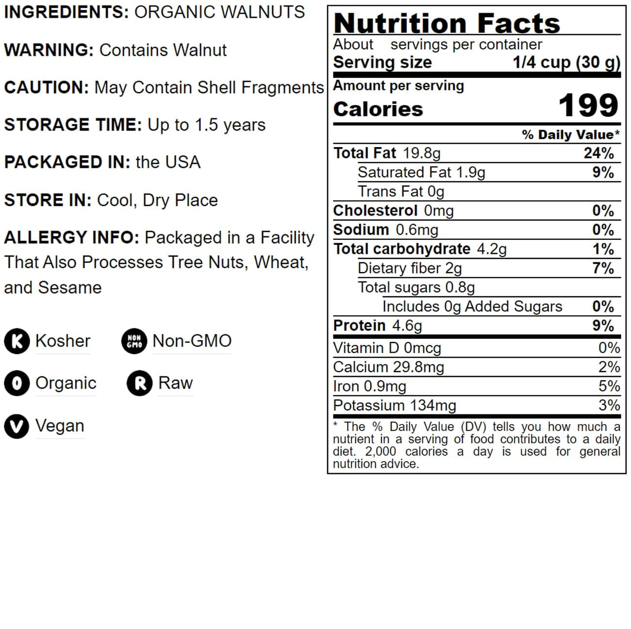 Organic Walnut Pieces, 14 Pounds – California Chandler Variety. Medium Size. Non-GMO. Rich in Omega-3, Antioxidants, Fiber.