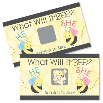 Girl Bee Gender Reveal - What Will It Bee Gender Reveal Scratch Off Cards - Baby Shower Game - 22 Count