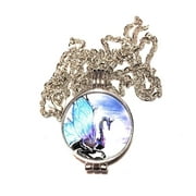 Aromatherapy Diffuser Oil Dragon Locket Pendant Necklace on 24 inch Stainless Steel Link Silver Chain