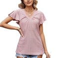 thumbnail image 1 of Blusa con mangas con volantes, blusa con mangas con volantes, blusa ajustada con mangas con volantes, blusa con mangas con volantes y cuello en V, características de vanguardia, 1 of 6