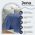 thumbnail image 3 of Superior Jena Cotton Textured Chevron Woven Blanket, Full/Queen, Merritt Blue, 3 of 13