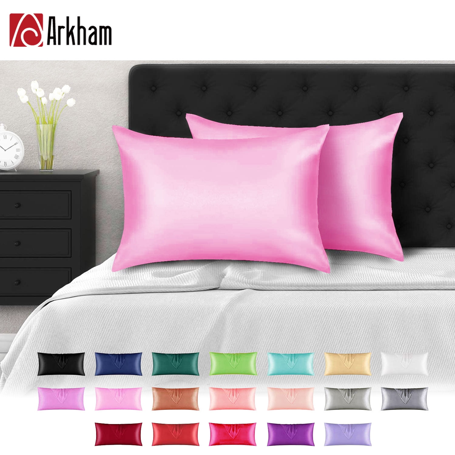 Details about   Standard Queen King Satin Silky Fiber Pillowcase Pillow Case Cover Home Bedding 