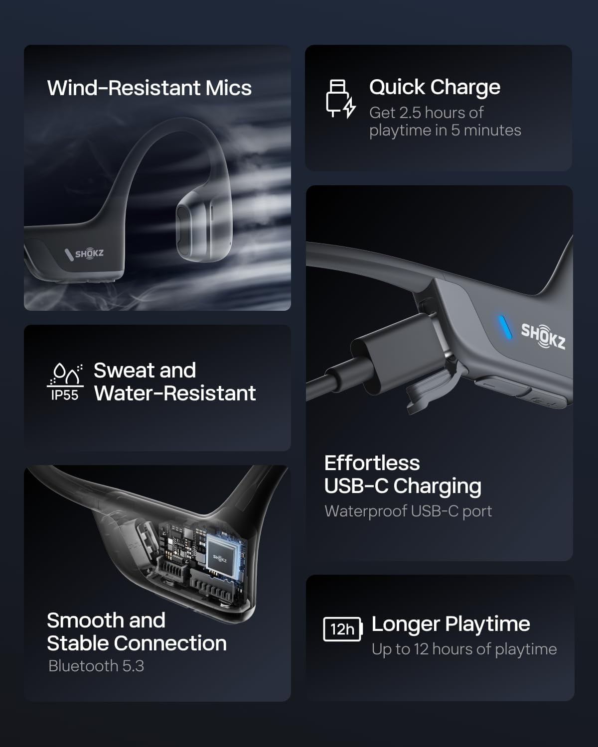 New Shokz OpenRun Pro 2 Mini- Open-Ear, Bone Conduction Sport Headphones - Sweat Resistant, Workout Headphones with 30ft Bluetooth - Secure, Comfortable Fit - Deep Bass and Smart Mic (Black)