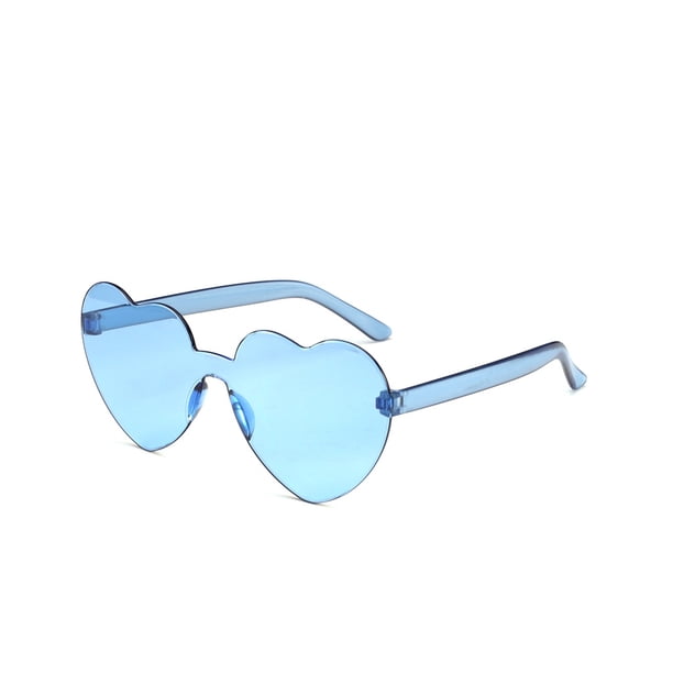 Minnieouse Gafas de sol con forma de corazón de melocotón, accesorios antiquemaduras solares, decoraciones, gafas irregulares, apariencia Lentes azul niebla