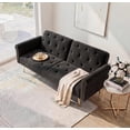 thumbnail image 4 of Leumius 70" Loveseat Sofa,Convertible Futon Sofa Bed Velvet Sleeper Sofa Bed with Throw Pillow & Gold Metal Legs,2-Seat Loveseat for Living Room,Bedroom,Office,Black, 4 of 8