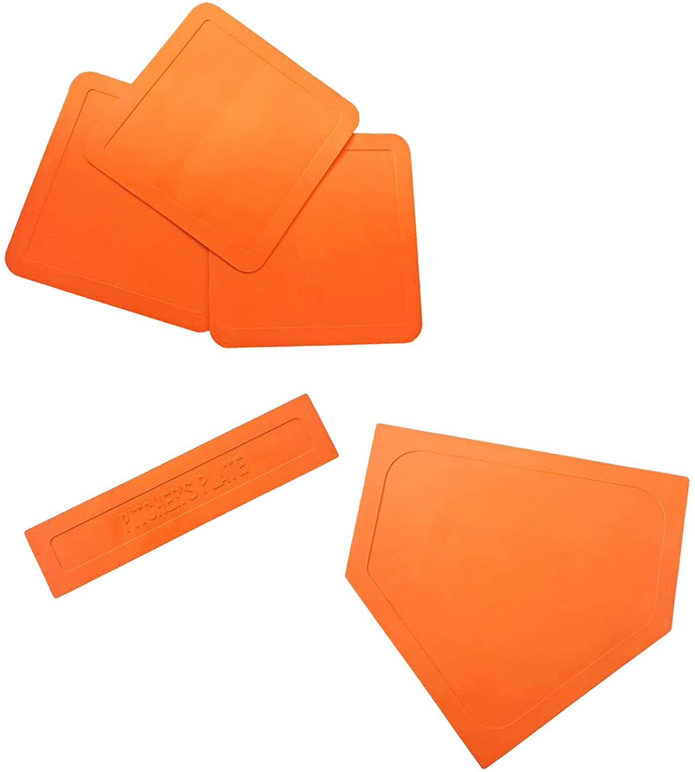 DELUXE Softball BASEBALL BASES 5pc Orange Rubber Outdoor Indoor Sports Play NEW 
