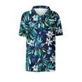 thumbnail image 4 of Byworldtasic Women's Collared Shirt Womens Hawaiian Shirt Soft Cool Summer Hawaii Shirts Floral Tropic Print V Neck T-Shirt Short Sleeve Button Up Tops Navy-1, 4 of 4