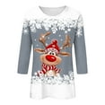 thumbnail image 4 of larppty 3/4 Length Sleeve Women Tops Crew Neck Blouses Dressy Casual Christmas T Shirts Loose Fit Holiday Clothes (Light Gray, 3XL), 4 of 4