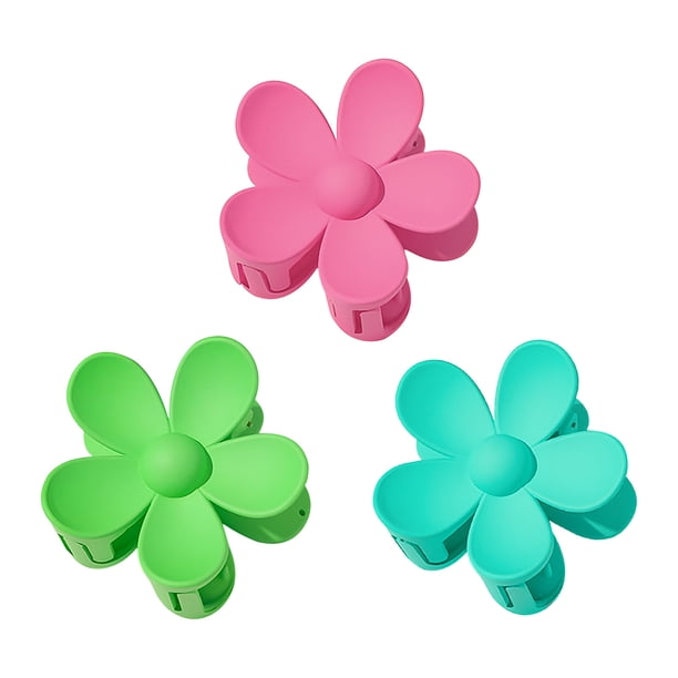 Pinzas para el cabello para mujeres, pinzas para peinar, pinzas para el cabello para niñas, 3 horquillas grandes con flores de colores brillantes para niñas, accesorios para el cabello.