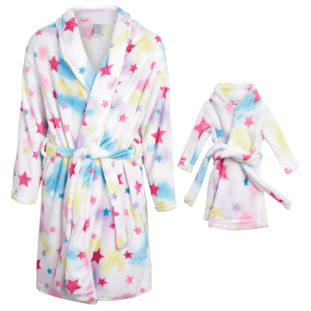 BFF & Me Girls' Bathrobe Tie Dye Fleece Robe and Matching Robe for