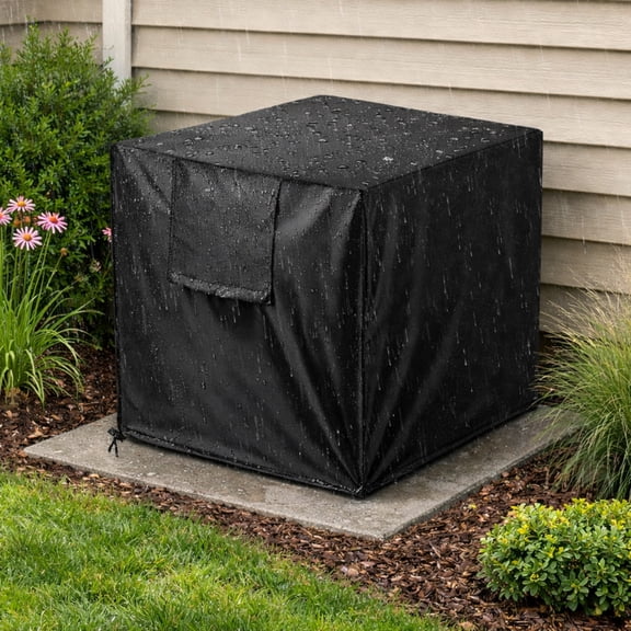 Lingsida Large Air Conditioner Covers for Outside, Waterproof and Windproof Square Outdoor AC Unit Covers, Black, 30x24x24"