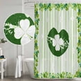 thumbnail image 5 of St. Patrick's Day Shower Curtain, Waterproof Shower Curtains for Bathroom, Lucky Shamrock Leaves Lips Green Stripes Washable Fabric Bathtub Curtain Set Bath Decor with 12 Hooks Standard 72"x72", 5 of 8